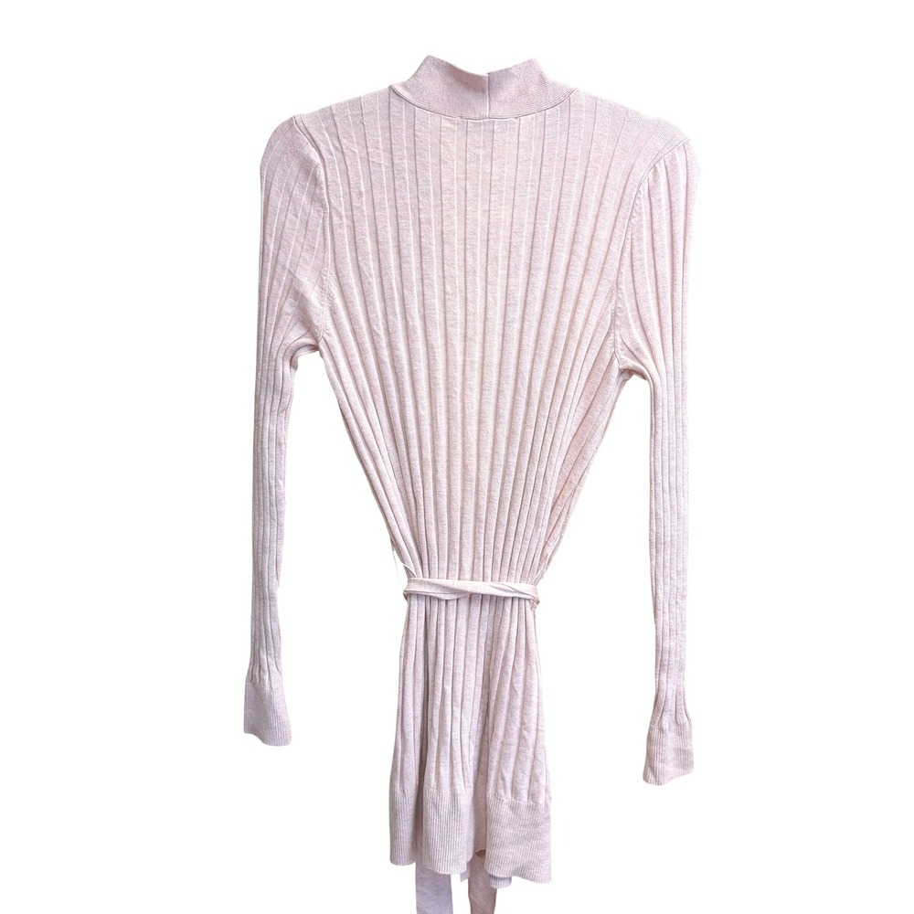 NWT White House Black Market Long Sleeve Belted Cardigan S Heather Sepia Rose - Picture 3 of 9